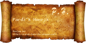 Parák Henrik névjegykártya